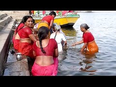 Indian old aunties bathing gonga openly. BIG ASS & BOOBS!!!